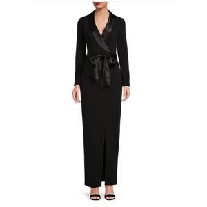 Eliza J Tuxedo Wrap Surplice V-Neck Scuba‎ Crepe Tie Waist Size 0 Slit